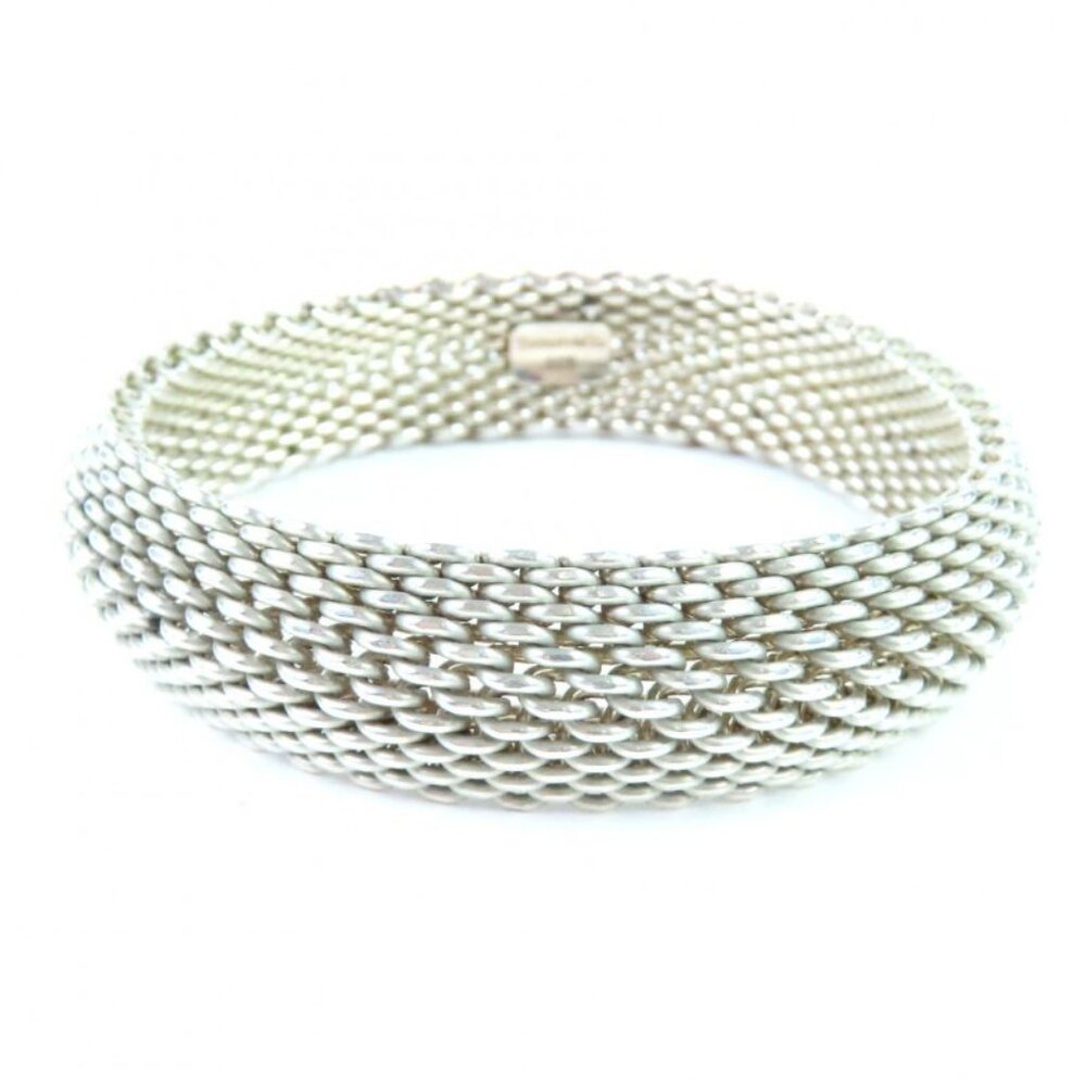 Tiffany & Co Somerset Mesh 925 Bangle Bracelet Silver